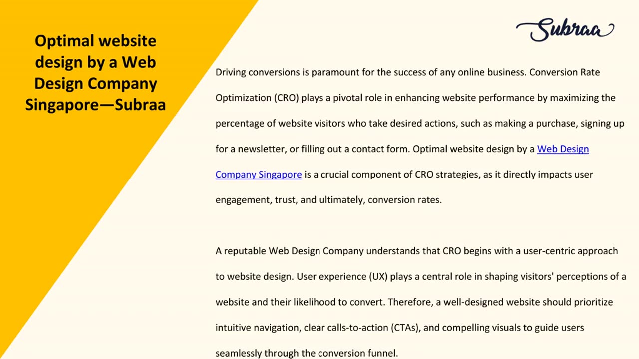 Optimal website design by a Web Design Company Singapore — Subraa