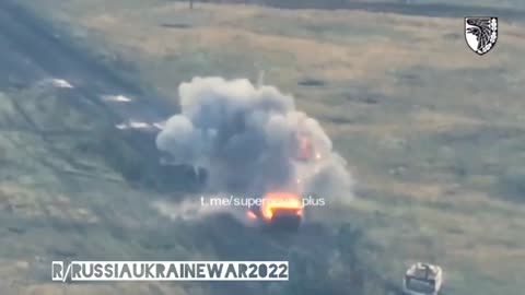 Russian BTR Drives right over a Ukrainian Mine