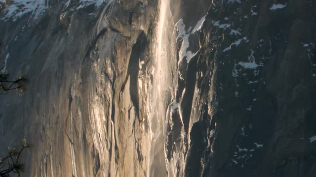 Waterfall Pours like Molten Lava