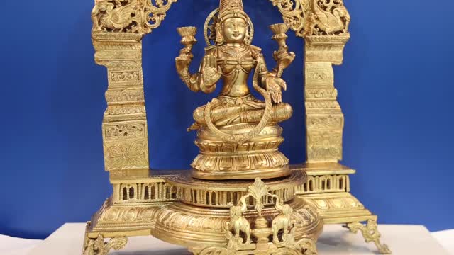 21" Ardha-Padmasana Devi Lakshmi Within A Makeshift Temple | Handmade | Made In South India