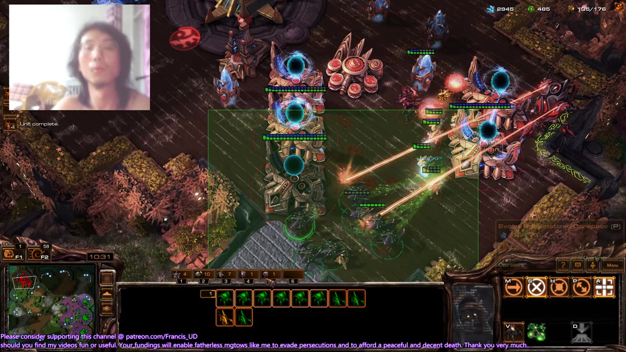 starcraft2 zvp on babylon lings & roaches all-in finally a win..