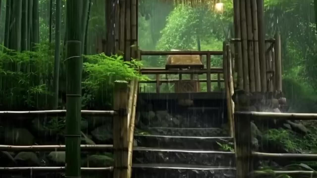 Relaxing Rain Sounds on a Garden w/ Thunder for Sleep & Relaxation | 10 Hours Natural White Noise