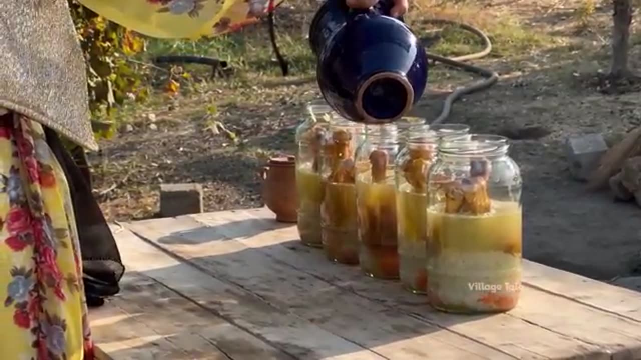 Cooking chicken and saji bread in Iranian village style