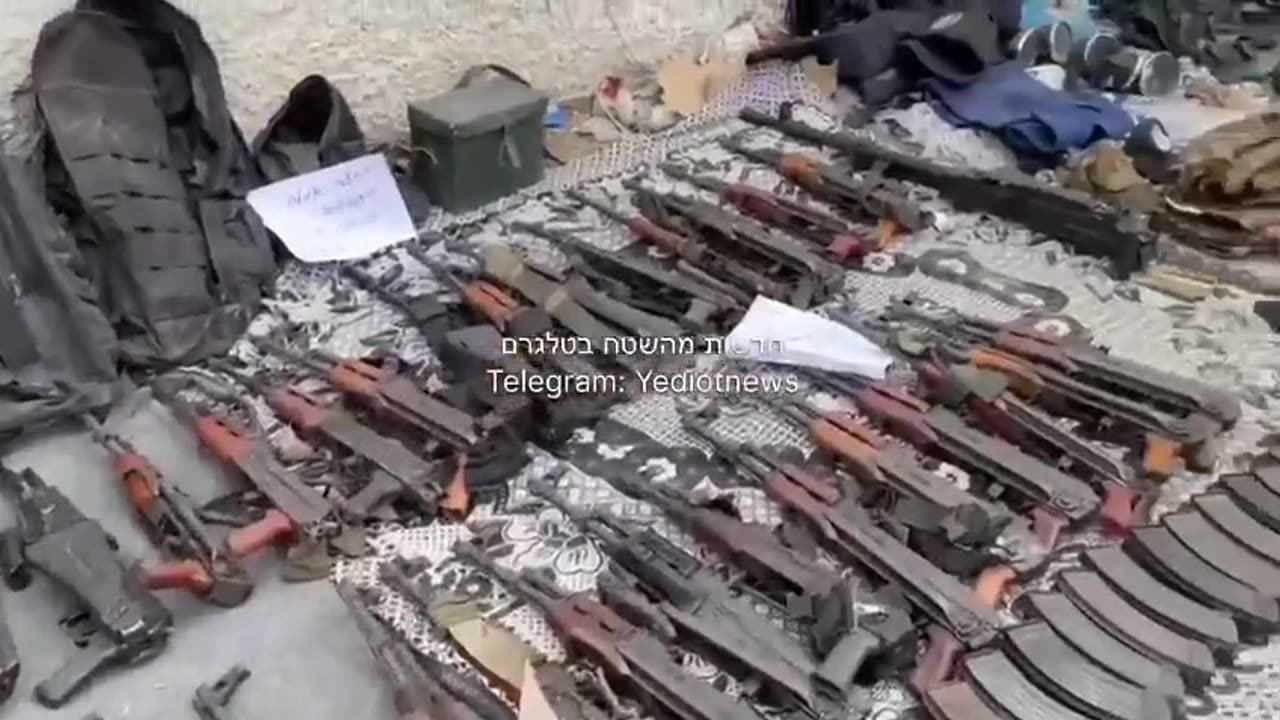 Hamas weapons found in the tunnels under the Al-Shifa hospital in Gaza.