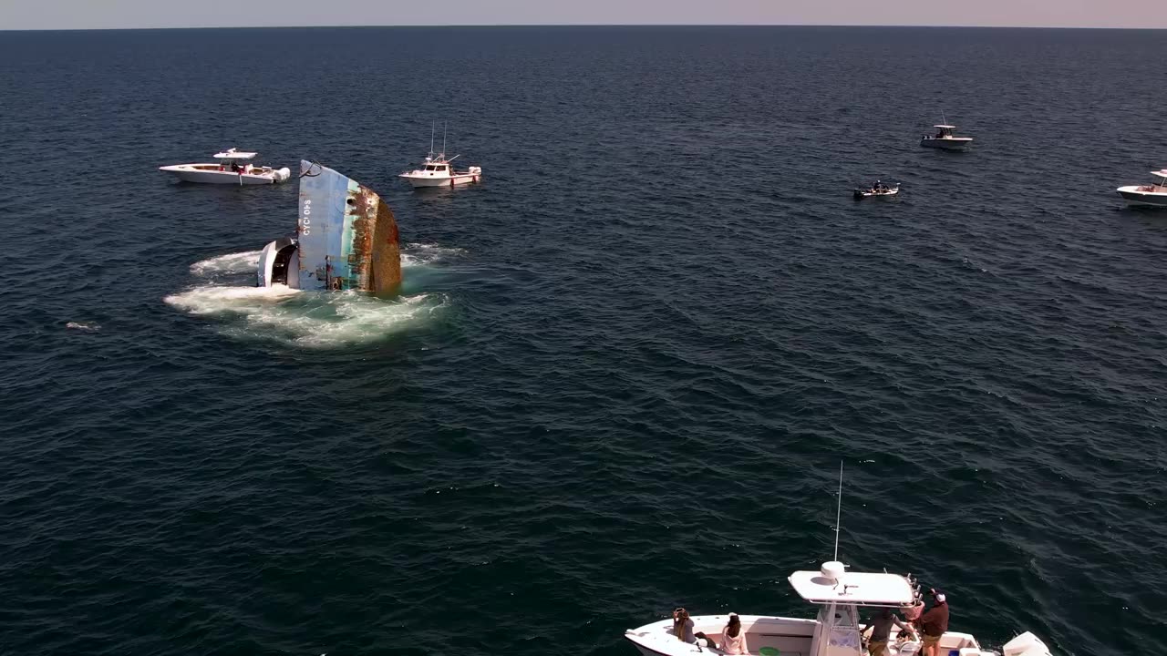 Florida officials sink decommissioned ship off coast to create artificial reef