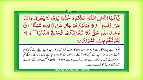 Holy Quran - Para 21 Juz 21 Utlu ma uhiya HD Quran Urdu Hindi Translation