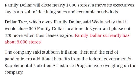 ***Family Dollars Close 1,000 Stores As Economy Crashes***