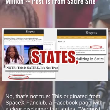 Fact Check: Elon Musk Did NOT Sue 'The View,' Whoopi Goldberg For $70 Million -- From Satire Site