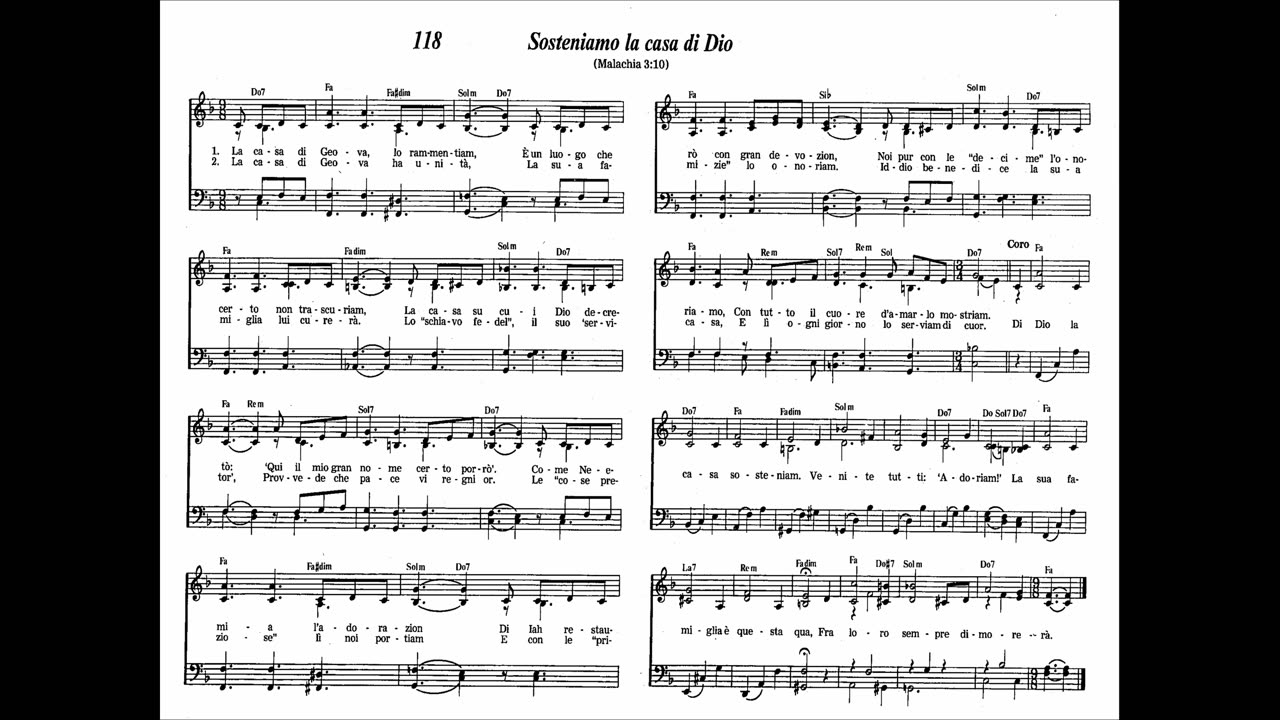 Sosteniamo la casa di Dio (canzone 118 da Cantate lodi a Geova)