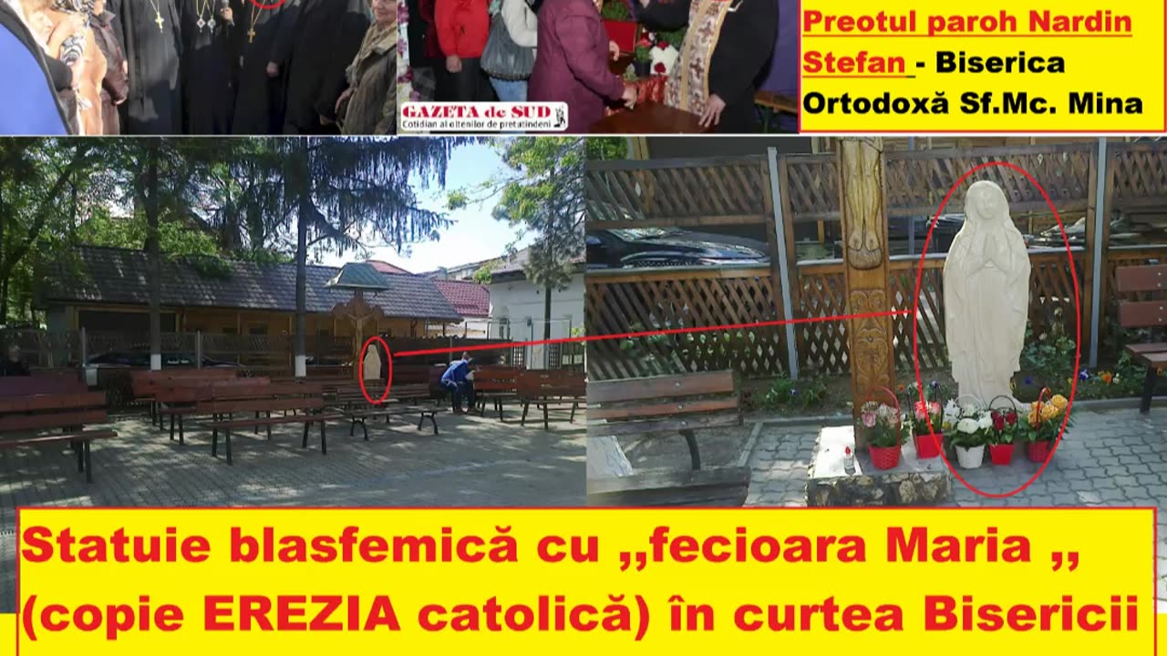 Pr eretic Nardin Stefan si rudele răzbunători pe ortodocsii ce le batjocoresc statuia cu vopsea