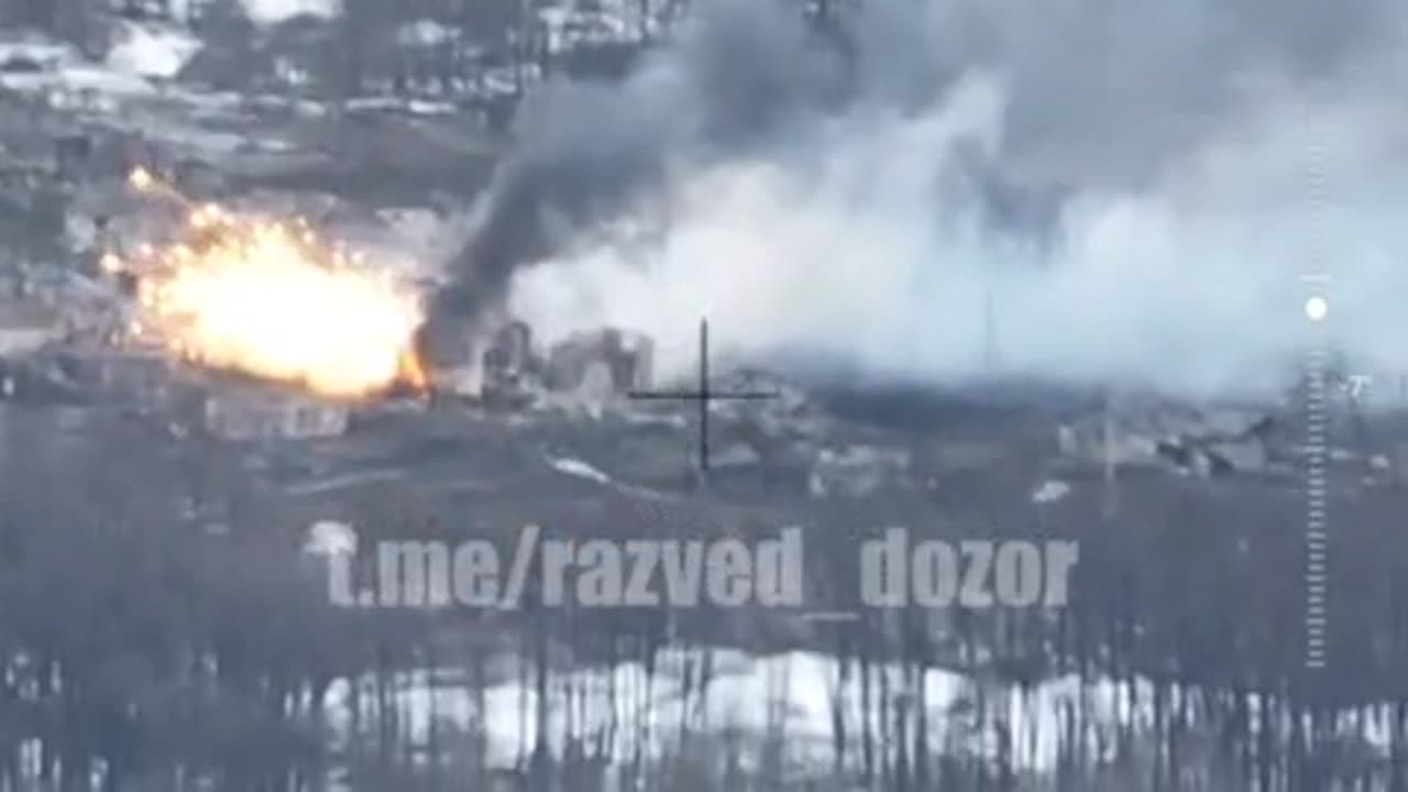 Images of the detonation of ammunition by an AFU tank on the Svatovo-Kreminna direction