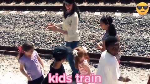 Kids with train