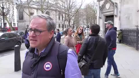 Tommy Robinson out side royal courts of justice 12/03/2020