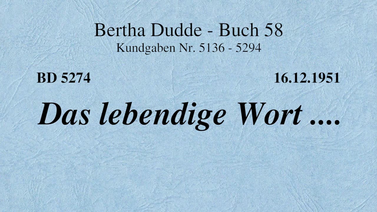 BD 5274 - DAS LEBENDIGE WORT ....