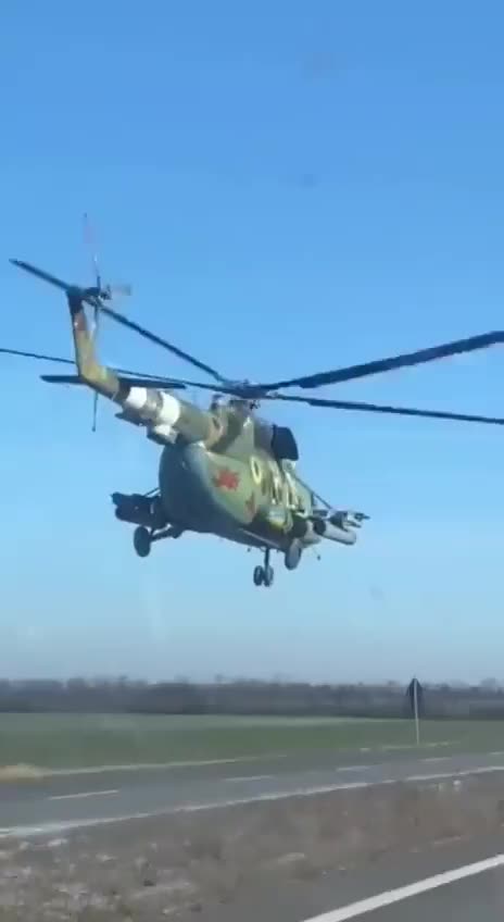Ukrainian Helicopters Using the Highway