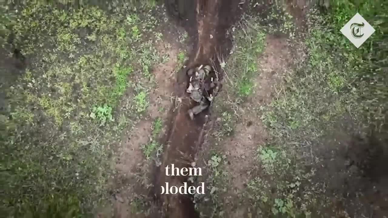 Moment Russian soldier catches and throws away Ukrainian 'drone bombs'