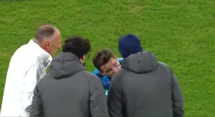 Footballer Piotr Zielinski struggles to breathe with chest pain..