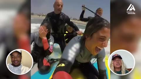 Sharks, Surfing Dogs And Party Waves _ Athletes React