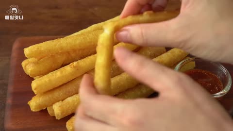 두배로 길쭉한, 자이언트 감자튀김 만들기 __ 뿌링클 치즈맛 __ 감자요리 __ Giant Fried Potatoes __ Cheese Potatoes __ Potato Stick