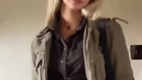 UNKNOWN SPANISH GIRL SHOWS OFF A CASUAL OUTFIT | BLONDE EUROPEAN GIRL IN KNOTTED SHIRT BEING CUTE