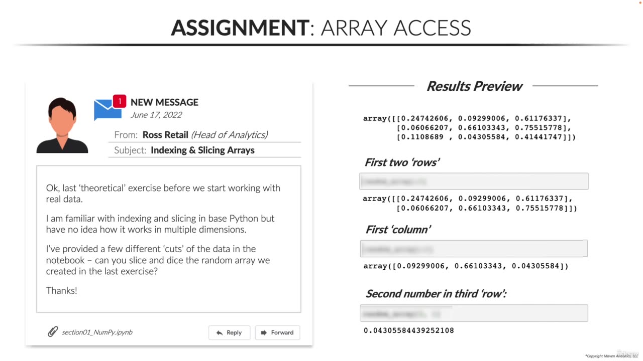 ASSIGNMENT Indexing & Slicing Arrays video 10