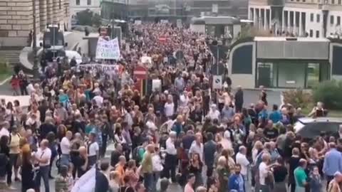 Over 20,000 people demonstrated against the compulsory vaccine passport in Trieste, Italy