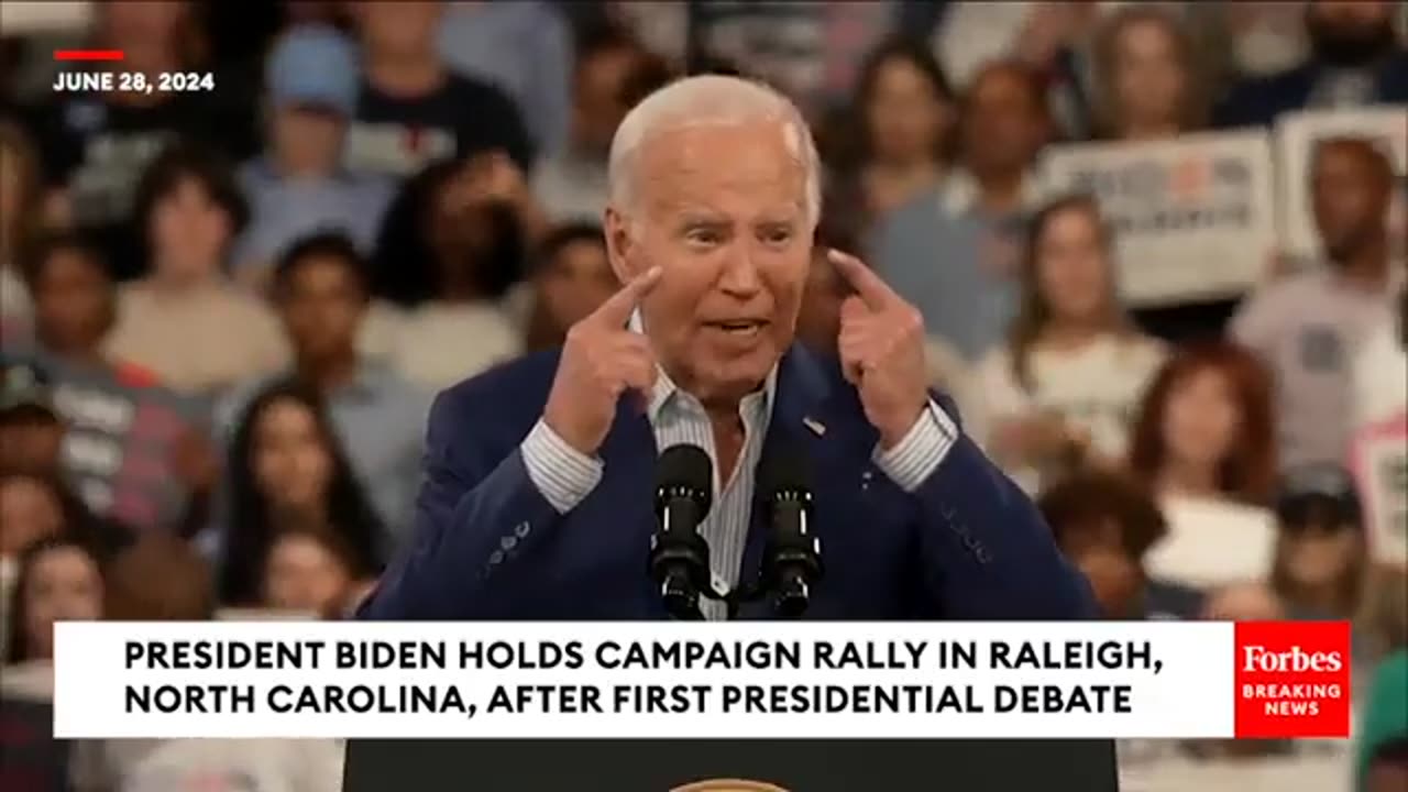 Crowd Breaks Out Into 'Lock Him Up' Chants After Biden Discusses Trump's Legal Woes