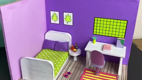 DIY Miniature Cardboard Room 💜💚