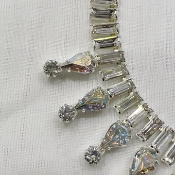 Silver Plated Necklace with Baguette Crystal. Made with Swarovski Crystal