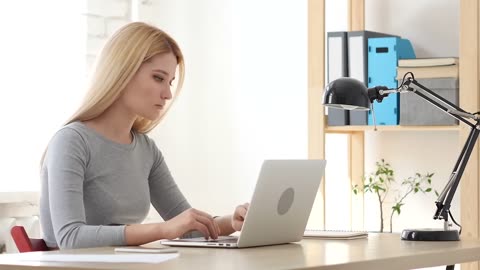 Woman Working on Laptop Thinking and Planning stock videos #stockfootage