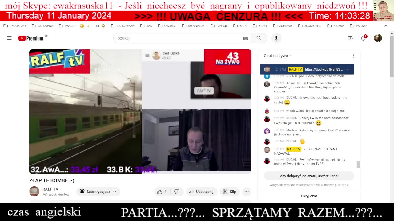 MASAŻ GŁOWY - Fałsz, Szczerość, Prawda, Zgoda, Rozmowa na RALF TV 👮♀️ - 11.01.2024 rok