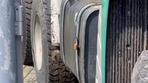 How did the road that was run over by tires become like this when the big truck passed by?