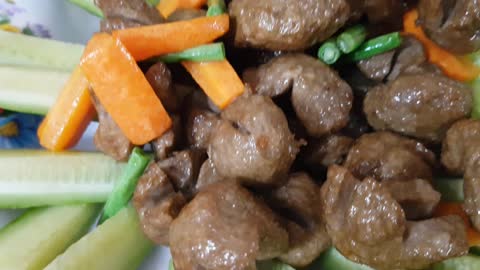 How to fried meatball with vegetable recipe