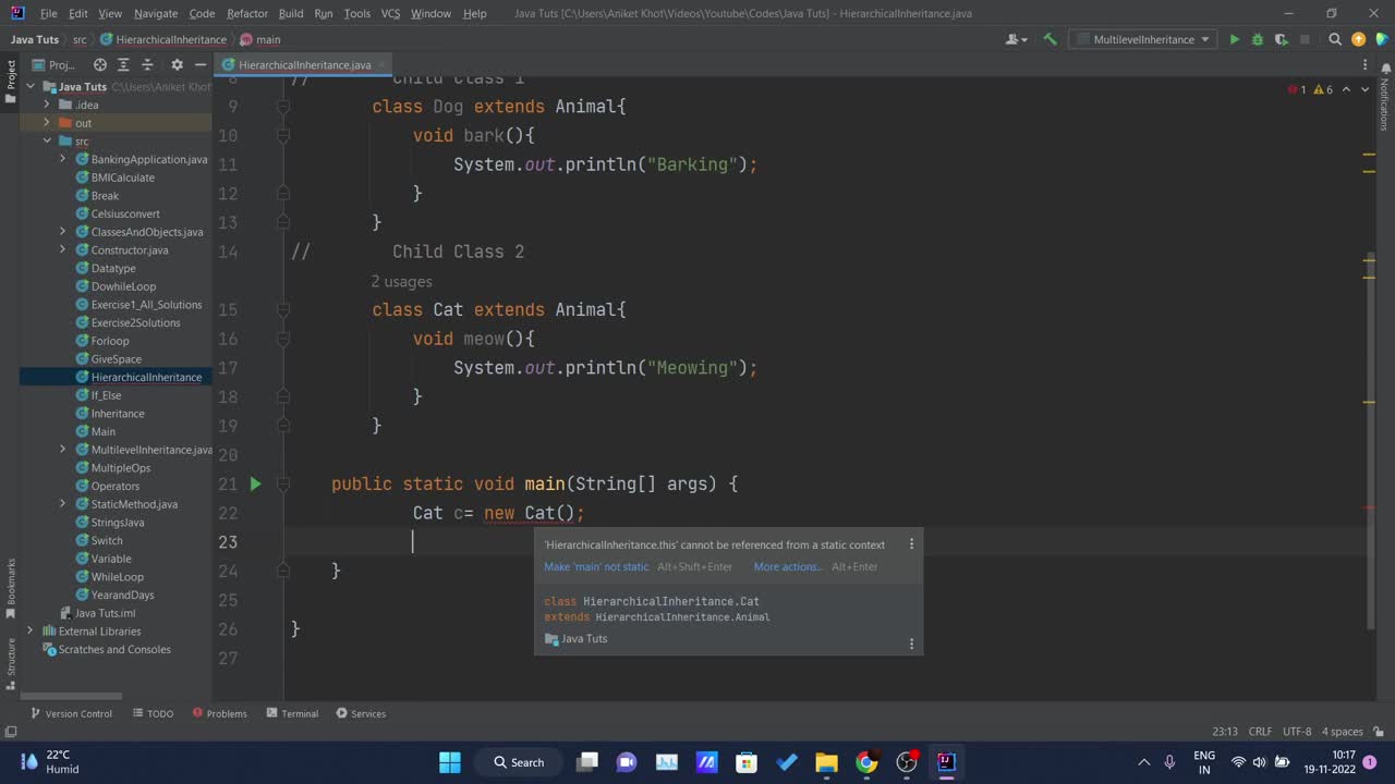A Beginner's Guide Java Tutorial (Hierarchical Inheritance in Java)