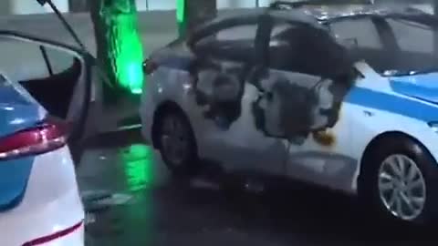 Kazakhstan - Citizens destroying Police Cars in Aktobe
