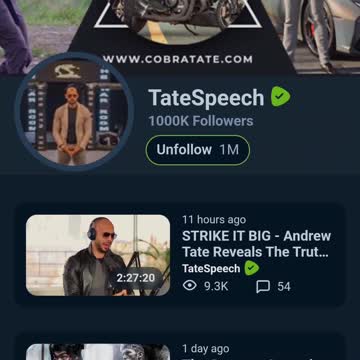 Andrew Tate now has 1 million on Rumble