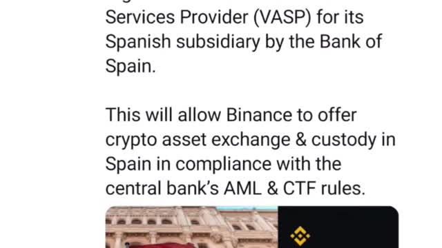 Binance! Bank of Spain Gives Green Light on Binance Registration #cryptomash #cryptomashnews