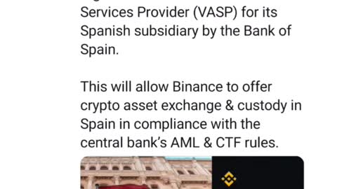 Binance! Bank of Spain Gives Green Light on Binance Registration #cryptomash #cryptomashnews