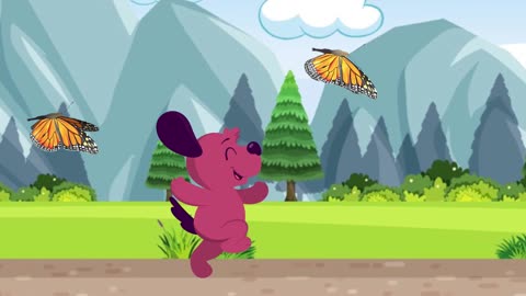 Dancing Dog With Butterflies