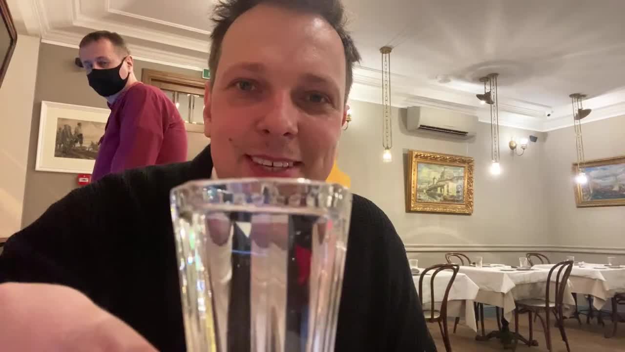 Drinking VODKA at “PETROV-VODKIN" Intelligent Russian Cuisine Restaurant in St Petersburg