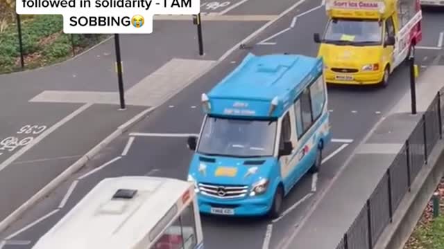 I just saw the funeral of an ice-cream man. All the ice-cream trucks came and followed in unity