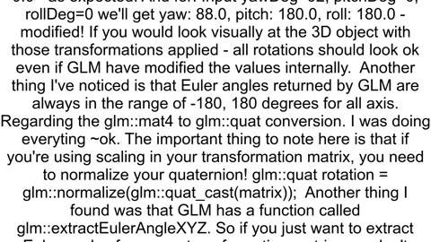 How to extract yaw pitch roll from glmquat and glmmat4