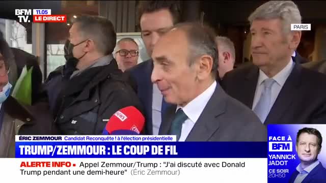 Éric Zemmour évoque son échange par téléphone avec Donald Trump