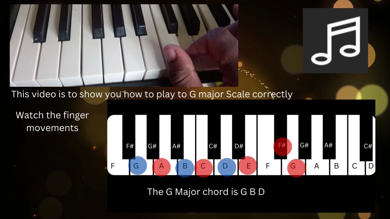 Keyboard lesson G major Scale & arpeggio