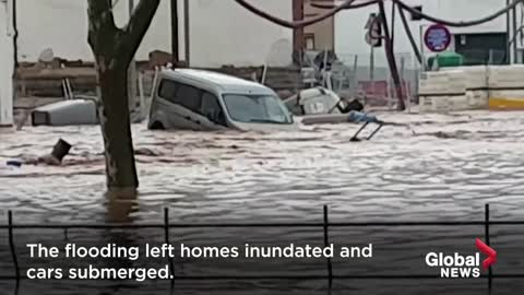 Spain floods: Cars washed away, homes submerged following storm in Huelva province