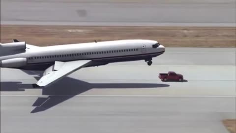 Landing gear failure saved by pickup truck real