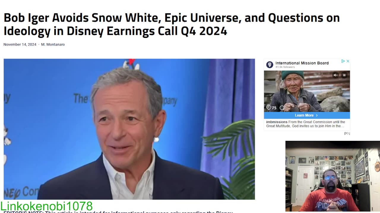 Bob Iger Ignores Epic Universe, Snow White Movie, And Earnings Call Q4 2024