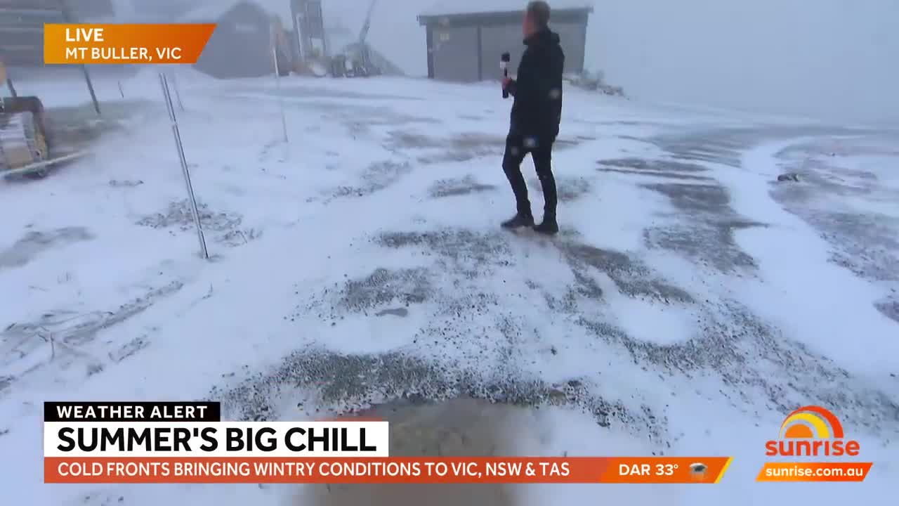 Australian reporter caught up in summer snowstorm | Sunrise