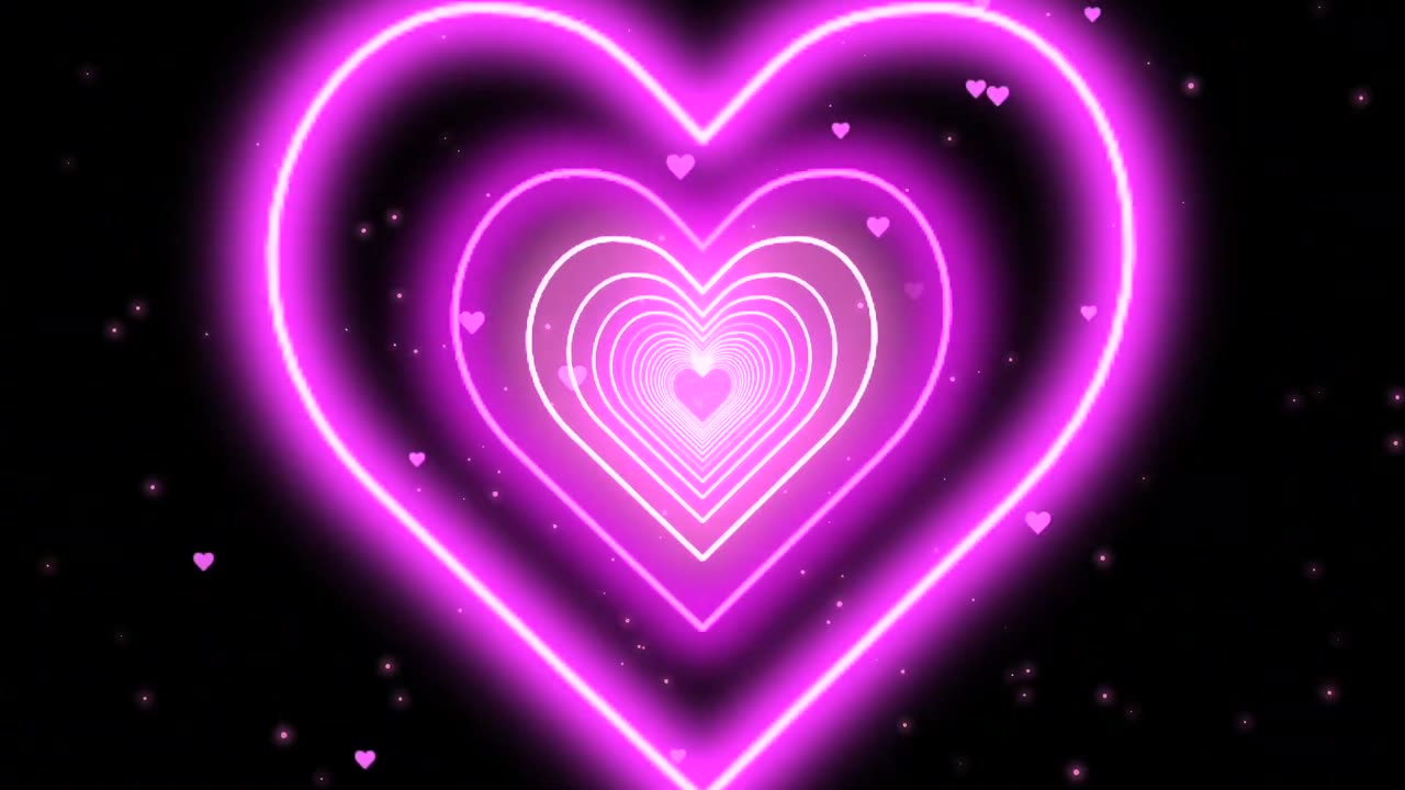 1173. Neon Lights Love Heart Tunnel Background💖Pink Heart Background