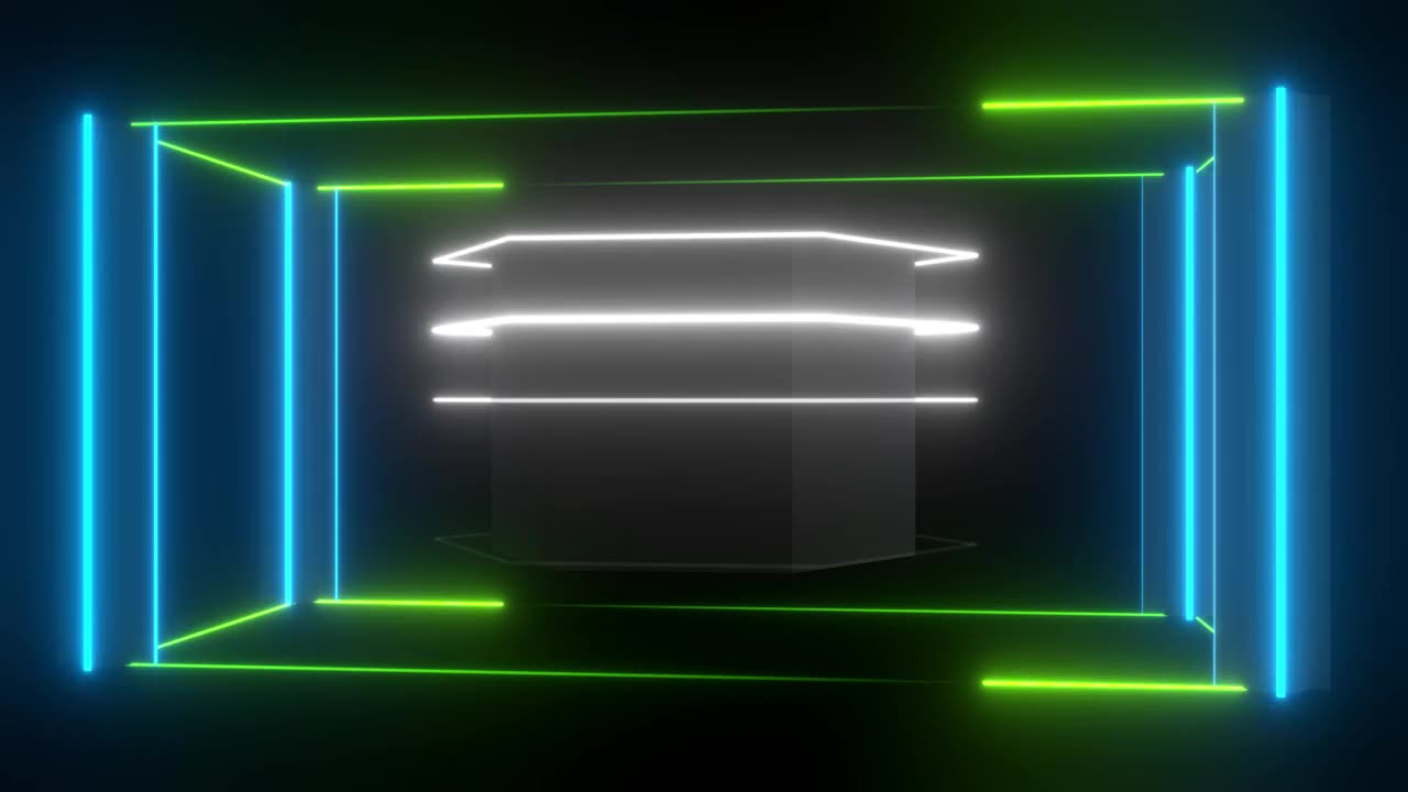 dimensional shape within a cube of lights